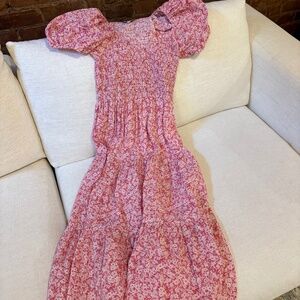 Moon River Pink Puff Sleeve Midi Dress XS